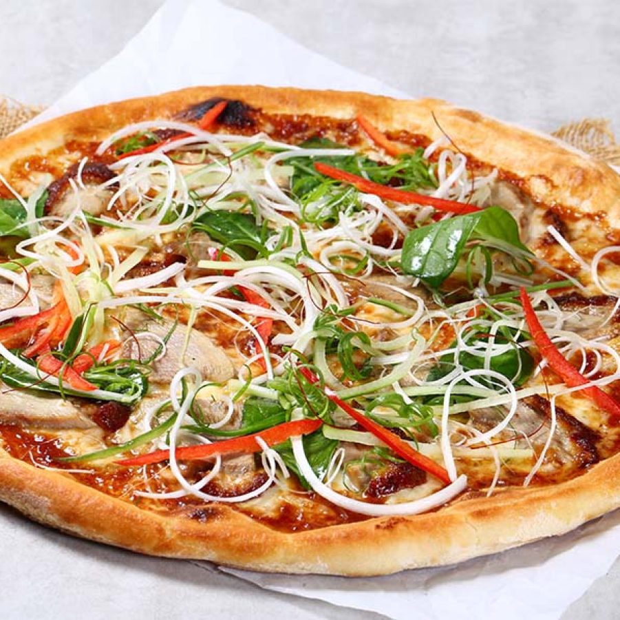 Peking duck pizza at Cafe Deco Pizzeria